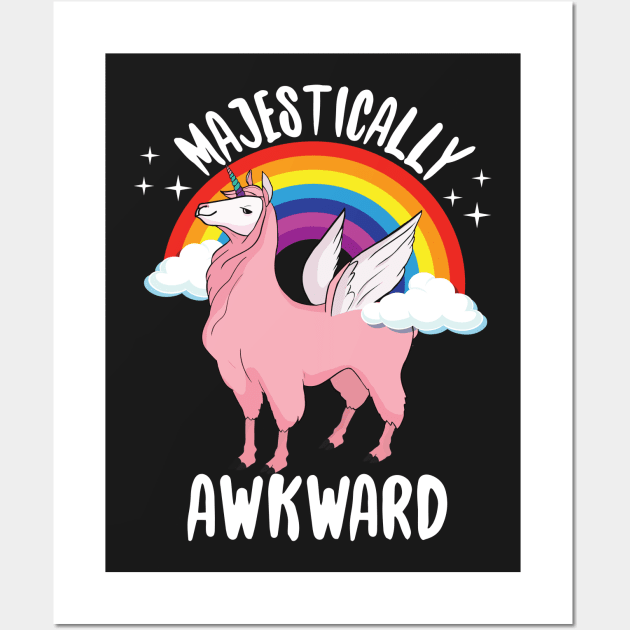 Majestically Awkward Llama Unicorn Wall Art by Eugenex